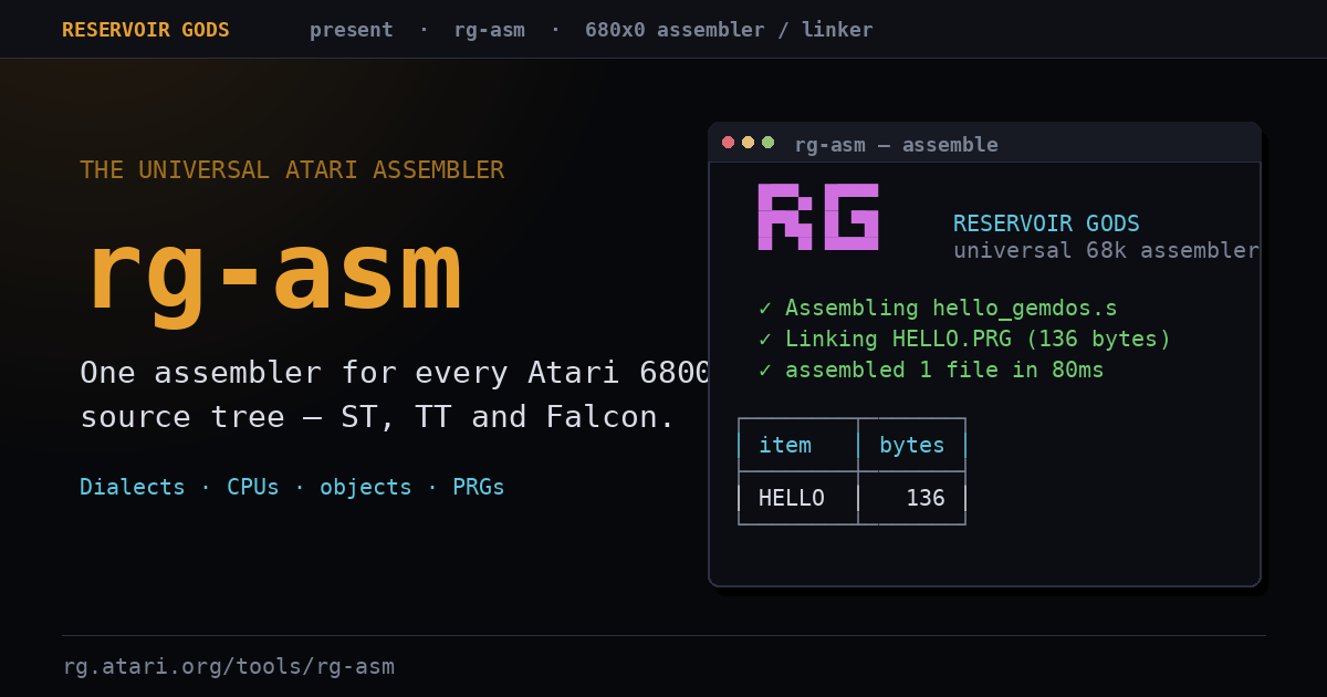 rg-asm: universal assembler for Atari ST / TT / Falcon